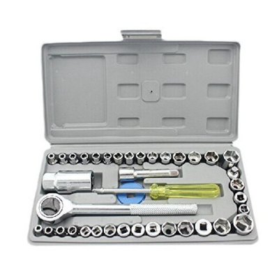 Trusa de chei tubulare 40 de piese sistem metric si SAE cutie gri