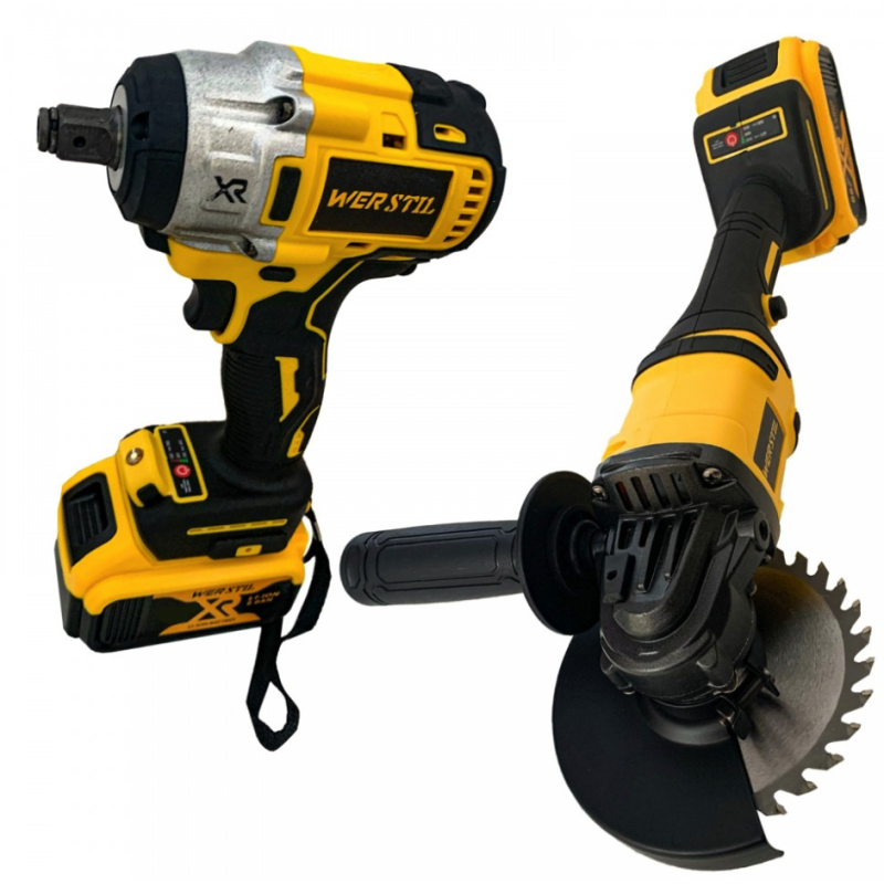 Trusa de Scule Werstil Pistol de Impact 320 Nm si Polizor Unghiular 2 Acumulatori 36 V 5 AH
