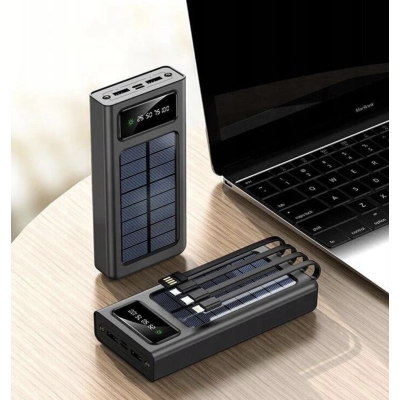 UB Baterie Externa 4 in 1 cu incarcare solara 10000mAh display digital si cabluri AM