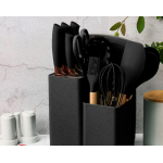 UB Set de 19 piese NEGRE ustensile de bucatarie cu tocator si suport depozitare inclus NEGRE