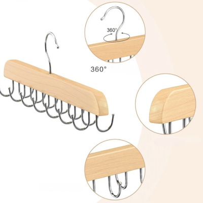 Umeras din lemn si otel cu 14 carlige rotative pentru curele 37 cm x 14 cm