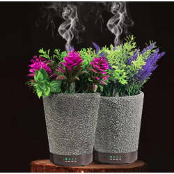 Umidificator aromaterapie in forma de ghiveci cu flori 7 culori programabil oprire automata