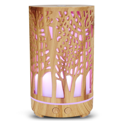 Umidificator aromaterapie ultrasunet model copac rezervor 200 ml 7 culori led lemn deschis