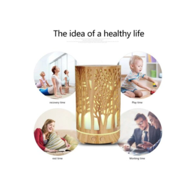 Umidificator aromaterapie ultrasunet model copac rezervor 200 ml 7 culori led lemn deschis