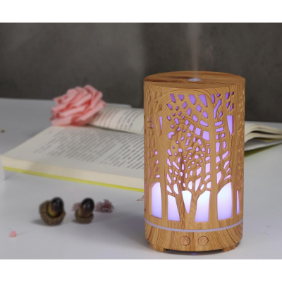 Umidificator aromaterapie ultrasunet model copac rezervor 200 ml 7 culori led lemn deschis