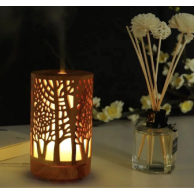 Umidificator aromaterapie ultrasunet model copac rezervor 200 ml 7 culori led lemn deschis