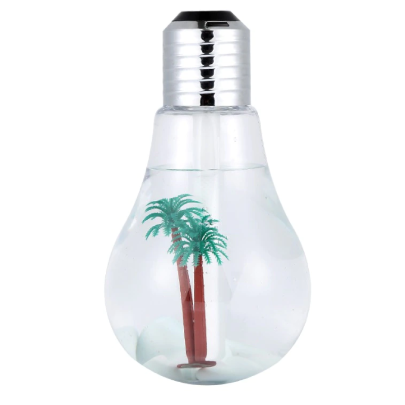 Umidificator de aer cu lampa LED - sub forma de bec cu palmier
