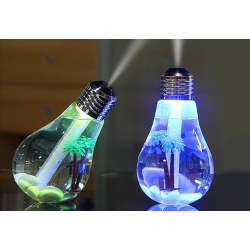Umidificator de aer cu lampa LED - sub forma de bec cu palmier
