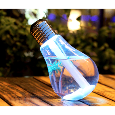 Umidificator de aer cu lampa LED - sub forma de bec cu palmier