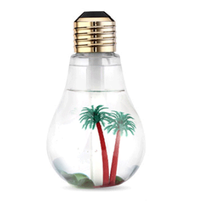 Umidificator de aer cu lampa LED - sub forma de bec cu palmier