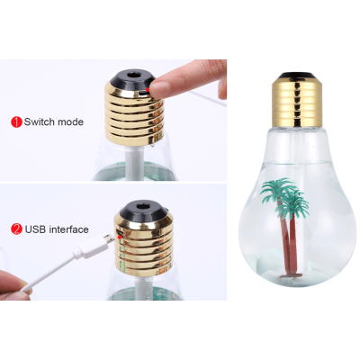 Umidificator de aer cu lampa LED - sub forma de bec cu palmier