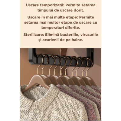 Uscator de rufe electric incorporabil 10Kg control touch screen pliabil protectie supraincalzire