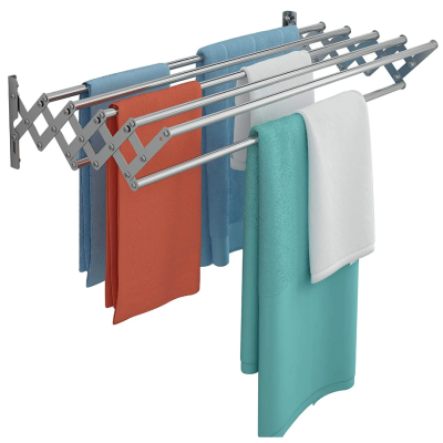 UB Uscator rufe din aluminiu retractabil cu prindere in perete si 5 bare