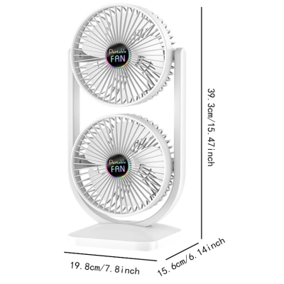 Ventilator de birou cu cap dublu silentios puternic reglabil cu 3 viteze