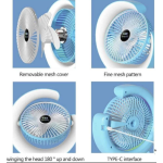 Ventilator de birou rotativ Andowl Q FS800 cu iluminare LED RGB