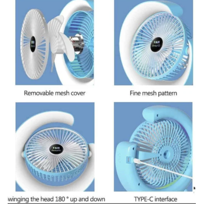 Ventilator de birou rotativ Andowl Q FS800 cu iluminare LED RGB