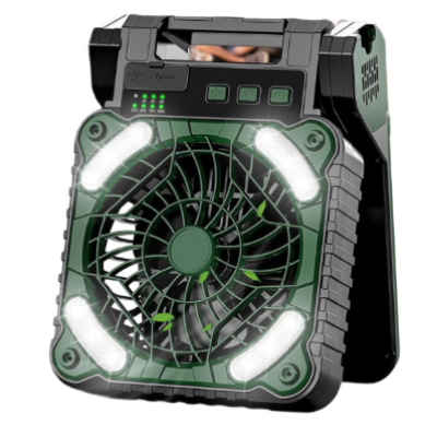 Ventilator de camping cu baterie de 10400Mah solar pentru exterior cu lumina led cu 4 viteze