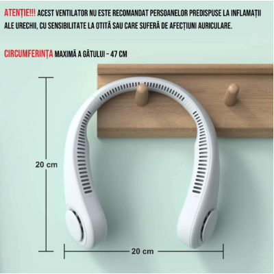 Ventilator pentru gat cu 3 trepte de viteza reincarcabil 