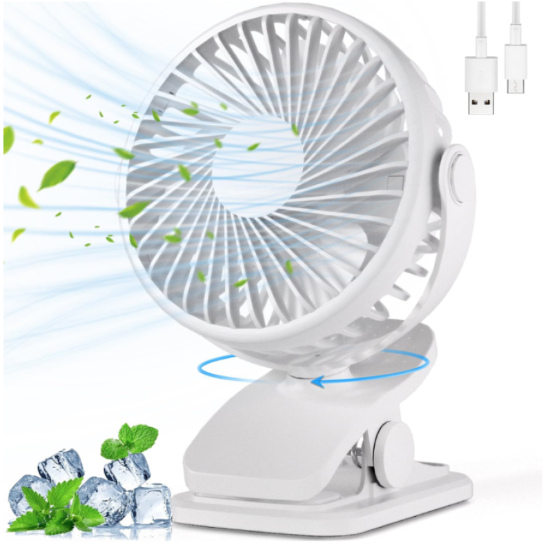 Ventilator portabil cu clip rotire 360 cu 3 viteze ultra silentios incarcare rapida Q T74