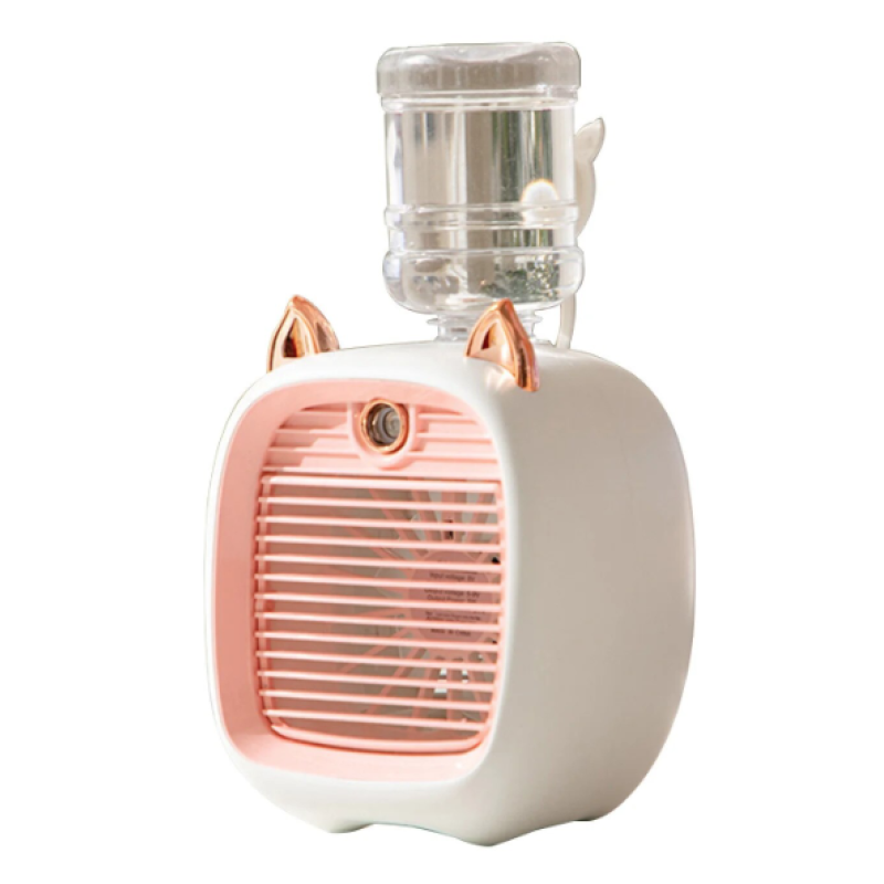 Ventilator portabil de birou cu incarcare USB si umidificare urechi pisica