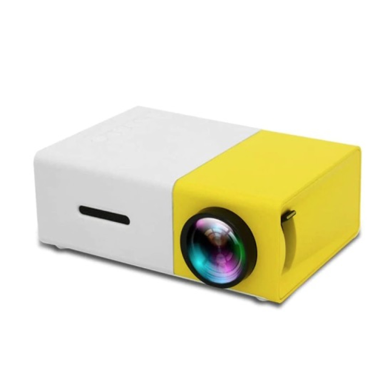 Video Proiector Mini Portabil LED 1080P Full HD Display Galben Alb