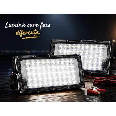 Set 2 Lampa Lucru 12v 50W 50 LED SMD Clesti CaiCai Proiector AUTO
