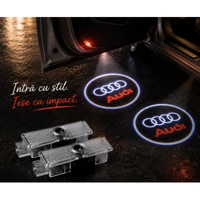 Set 2 Holograme LED cu LOGO AUDI pentru Portiere