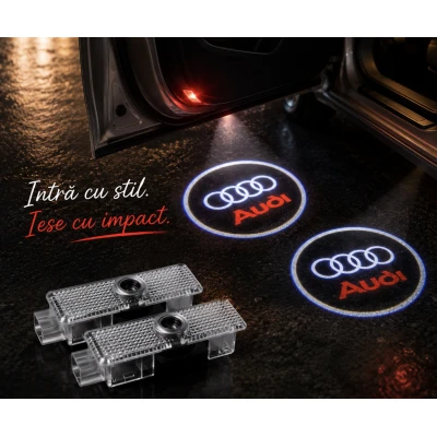 Set 2 Holograme LED cu LOGO AUDI pentru Portiere