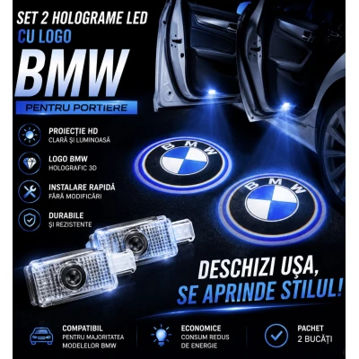 Set 2 Holograme LED cu LOGO BMW pentru Portiere