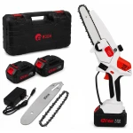 UB Mini fierastrau Edon MX294 Profesional 2 acumulatori 42 V 8Ah rezervor ulei sistem ungere lant lama 20 cm NEGRU CU PORTOCALIU