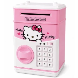 Pusculita pentru copii cu functie ATM cod pin si seif Roz/Alb Hello Kitty