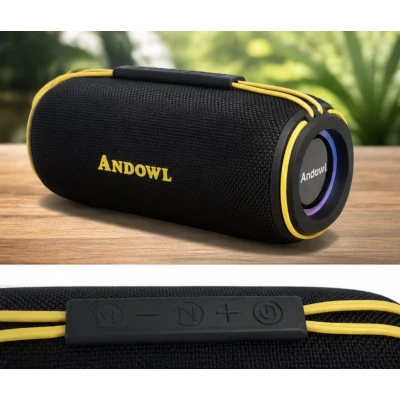 Boxa portabila Andowl Q YX12 bluetooth Bass Puternic design compact Negru cu Galben