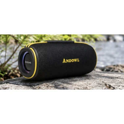 Boxa portabila Andowl Q YX12 bluetooth Bass Puternic design compact Negru cu Galben