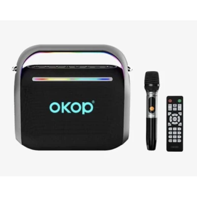 Boxa portabila bluetooth KP 8003 de 120W lumini RGB USB Card TF AUX Microfon
