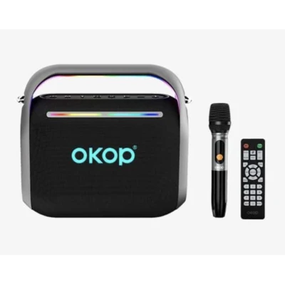 Boxa portabila bluetooth KP 8003 de 120W lumini RGB USB Card TF AUX Microfon