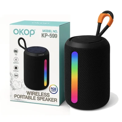 Boxa portabila bluetooth KP 599 lumini LED RGB USB Card TF AUX Acumulator reincarcabil COLORATA