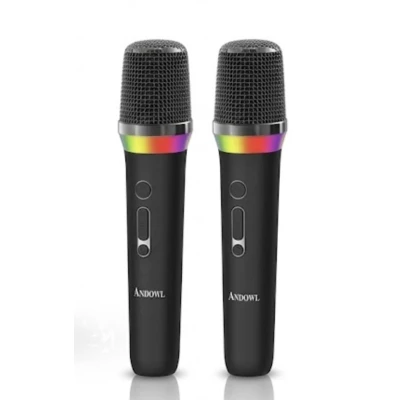 Boxa wireless Bluetooth cu 2 microfoane si iluminare RGB Andowl Q YX64
