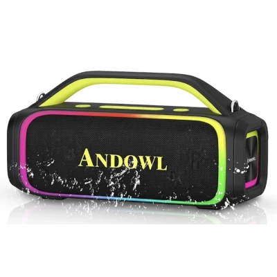 Boxa wireless Bluetooth cu 2 microfoane si iluminare RGB Andowl Q YX64