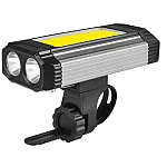 Lanternă de bicicletă, reîncărcabilă prin USB, 5 moduri 2 x Cob Rotund + 1 COB dreptunghiular