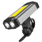 Lanternă de bicicletă, reîncărcabilă prin USB, 5 moduri 2 x Cob Rotund + 1 COB dreptunghiular