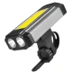 Lanternă de bicicletă, reîncărcabilă prin USB, 5 moduri 2 x Cob Rotund + 1 COB dreptunghiular