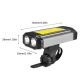 Lanternă de bicicletă, reîncărcabilă prin USB, 5 moduri 2 x Cob Rotund + 1 COB dreptunghiular