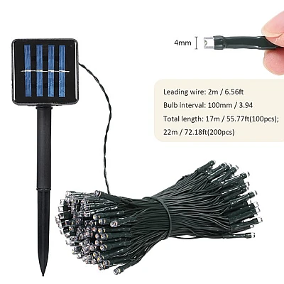 Instalatie Solara 200 LED SL200WW Alb CALD lungime 20M Instalatie Solara 200 LED SL200WW Alb CALD lungime 20M