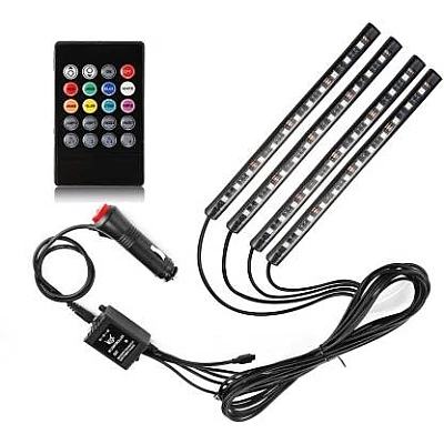 Benzi Ambientale 12LED Auto 8 Culori Telecomanda Benzi Ambientale 12LED Auto 8 Culori Telecomanda