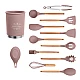 Set 12 ustensile de bucătărie cu mâner de lemn roz Set 12 ustensile de bucătărie cu mâner de lemn roz
