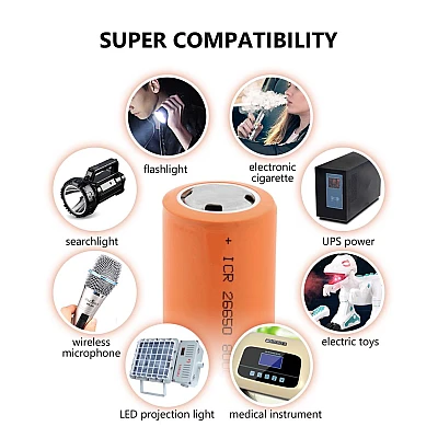 Set 2 Acumulator 26650 ART FAT ORANGE 6800mAH 3.7V Set 2 Acumulator 26650 ART FAT ORANGE 6800mAH 3.7V