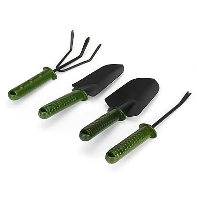 Set 4 unelte pentru gradinarit cu maner verde Set 4 unelte pentru gradinarit cu maner verde