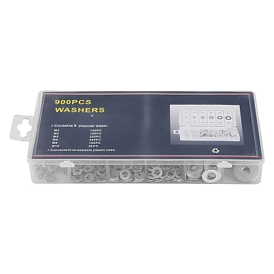 Kit 900 de garnituri plate din otel A3, include 6 dimensiuni diferite: M3 M4 M5 M6 M7 M8 M10 Kit 900 de garnituri plate din otel A3, include 6 dimensiuni diferite: M3 M4 M5 M6 M7 M8 M10