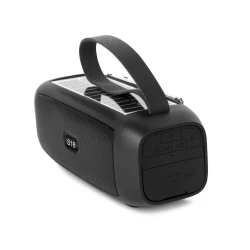 Boxa Portabila S18 Neagra Bluetooth USB Radio Lanterna cu incarcare solara