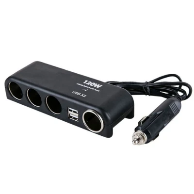 Priza auto Olesson 1525  120W 2 x USB 3 prize + port iesire bricheta